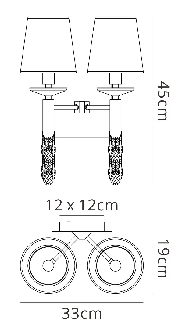 M3863/S/CS  Tiffany Crystal Switched Wall Lamp 2+2 Light